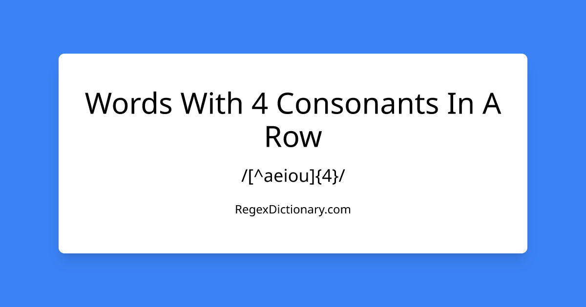 Words Starting With 3 Consonants In A Row